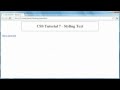 CSS Tutorial 7 - Styling Text